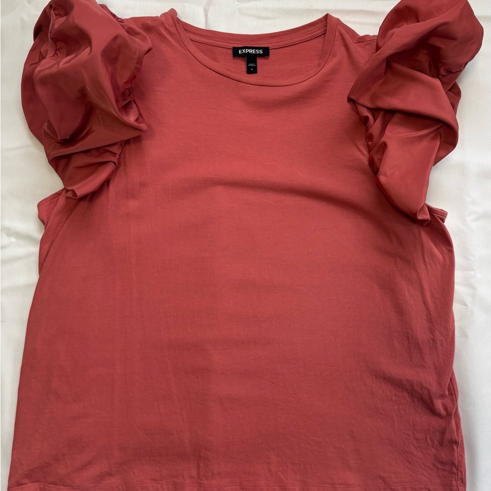 Express Pink Ruffled Blouse Sleeveless